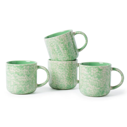 VesCare 12oz Ceramic Coffee Mugs – Set of 4, Green