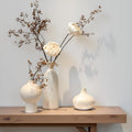 VesCare Ceramic Vase Set of 3 – White & Beige, Stone-Look Texture