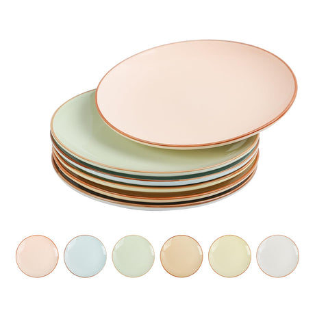 VesCare Colorful Ceramic Dessert Plates – Set of 6, 8 Inch, Assorted Colors