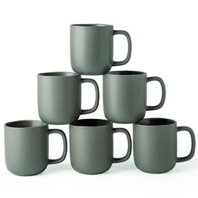 VesCare 14oz Ceramic Coffee Mugs – Set of 6, Reactive Glaze