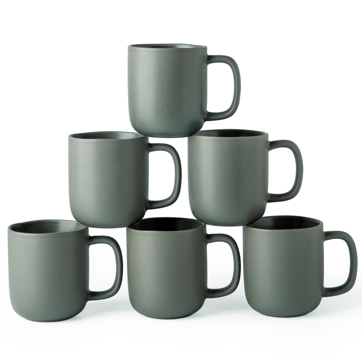 VesCare 14oz Ceramic Coffee Mugs – Set of 6, Reactive Glaze