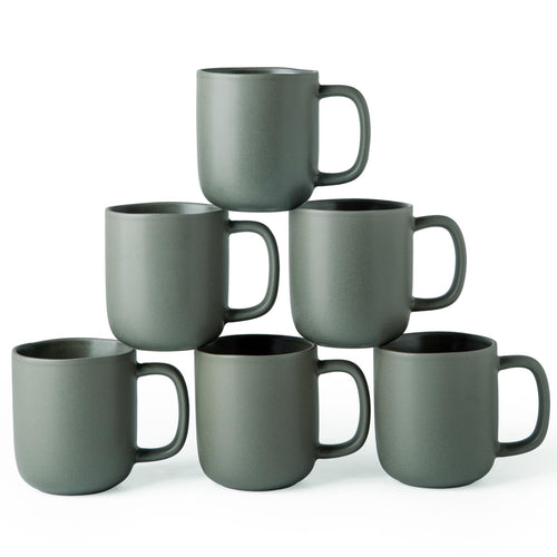 VesCare 14oz Ceramic Coffee Mugs – Set of 6, Reactive Glaze