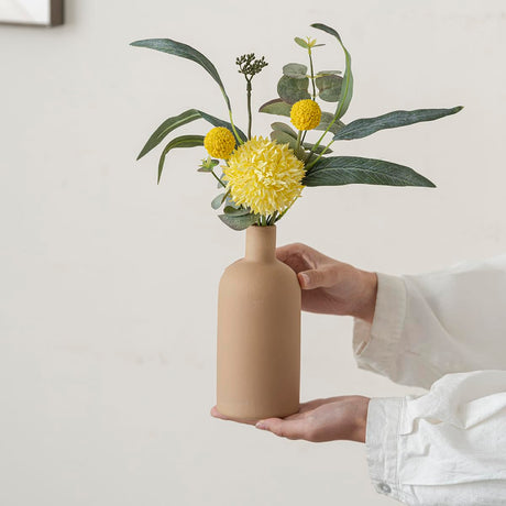 VesCare Modern Ceramic Vase Set of 4 – Neutral Colors, Coffee Mix