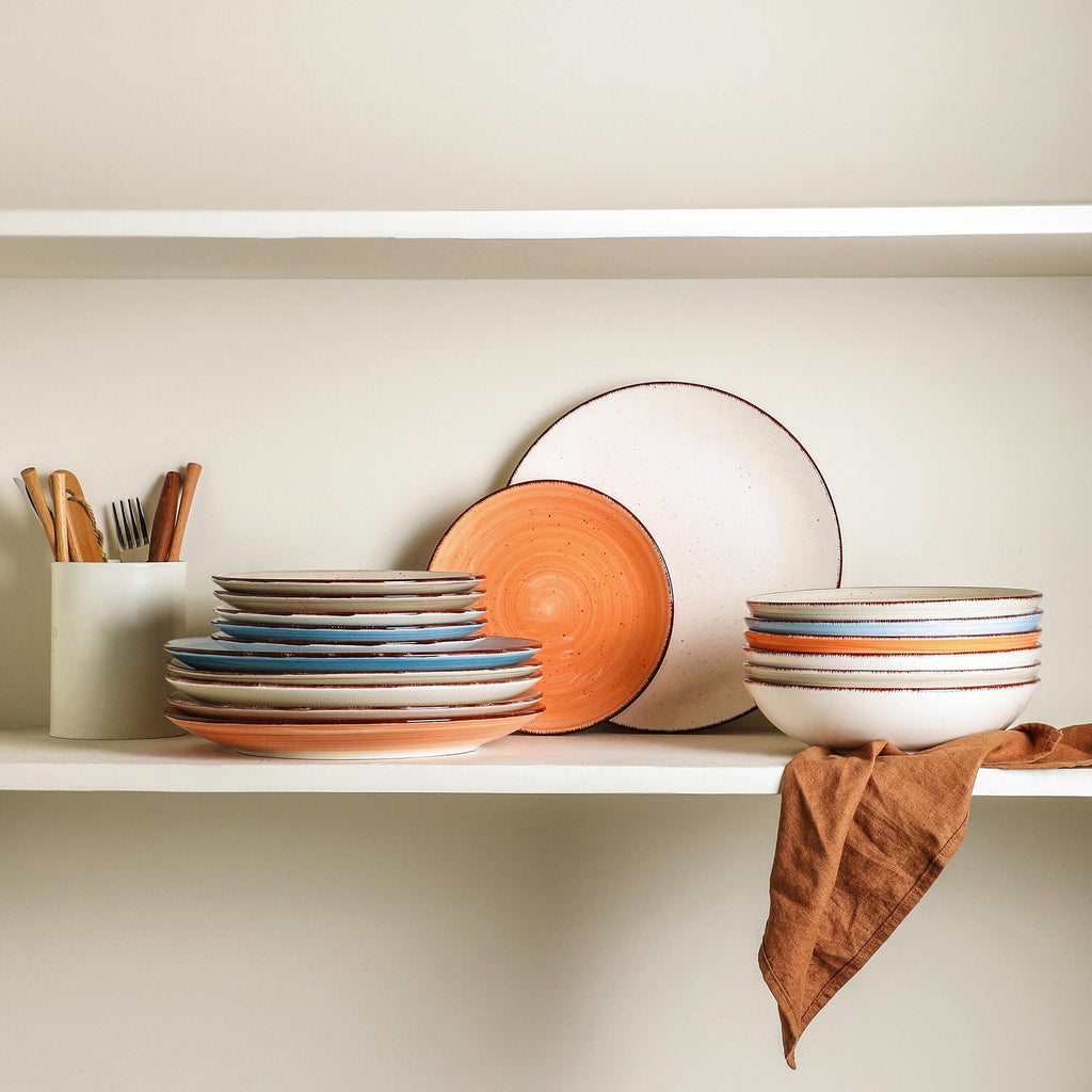 VesCare Ceramic Dinner Plates – Set of 6, 10.5 Inch, Blue