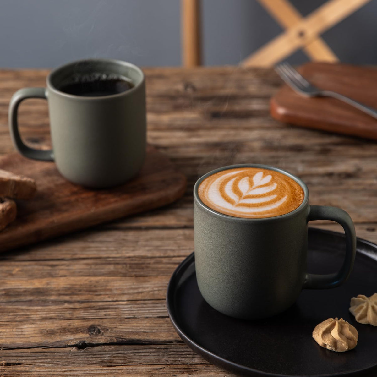 VesCare 14oz Ceramic Coffee Mugs – Set of 6, Reactive Glaze