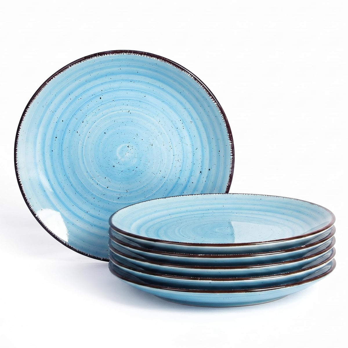 VesCare Ceramic Dinner Plates – Set of 6, 10.5 Inch, Blue
