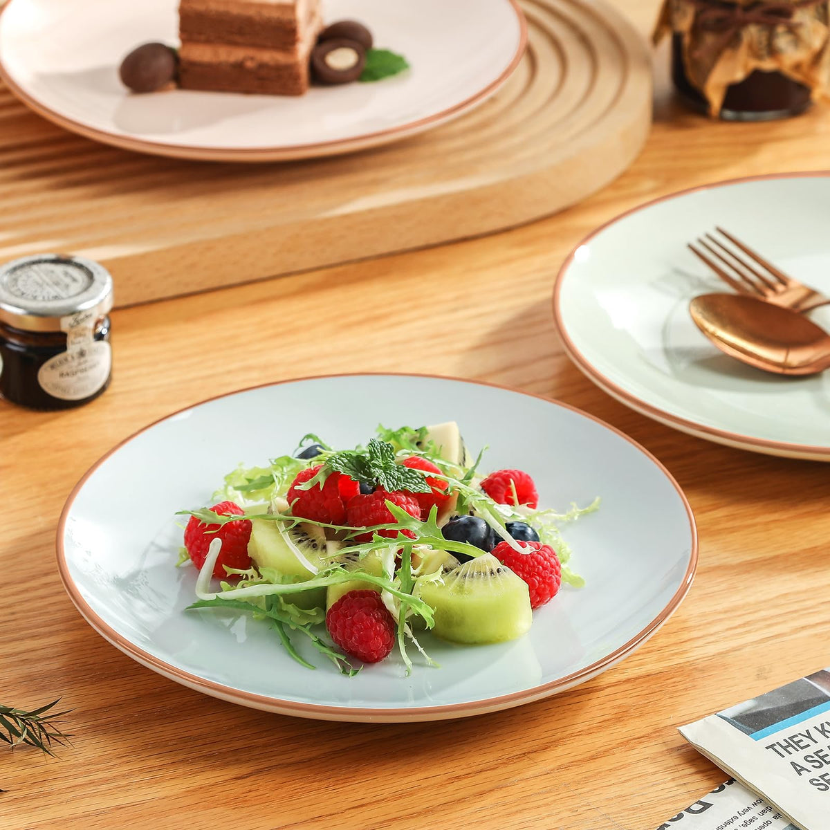 VesCare Colorful Ceramic Dessert Plates – Set of 6, 8 Inch, Assorted Colors