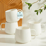 VesCare 16oz Stackable Ceramic Coffee Mugs – Set of 4, White