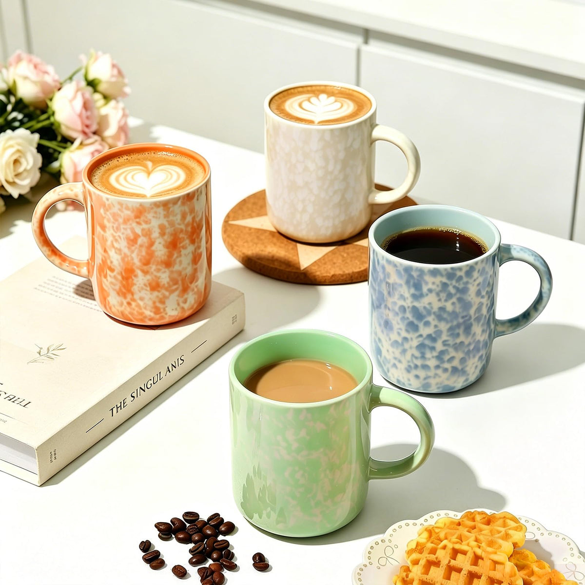 VesCare 17oz Ceramic Coffee Mugs – Set of 4