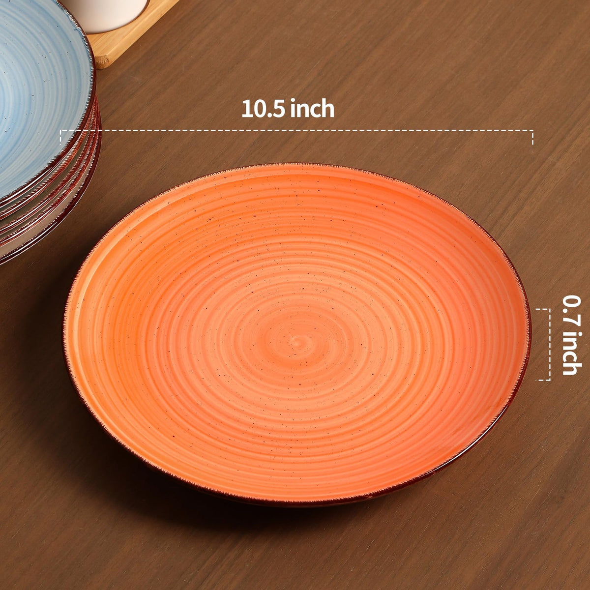 VesCare Ceramic Dinner Plates – Set of 6, 10.5 Inch, Blue