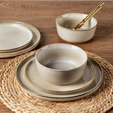 VesCare Stoneware Dinnerware Set – Reactive Glaze, Service for 8