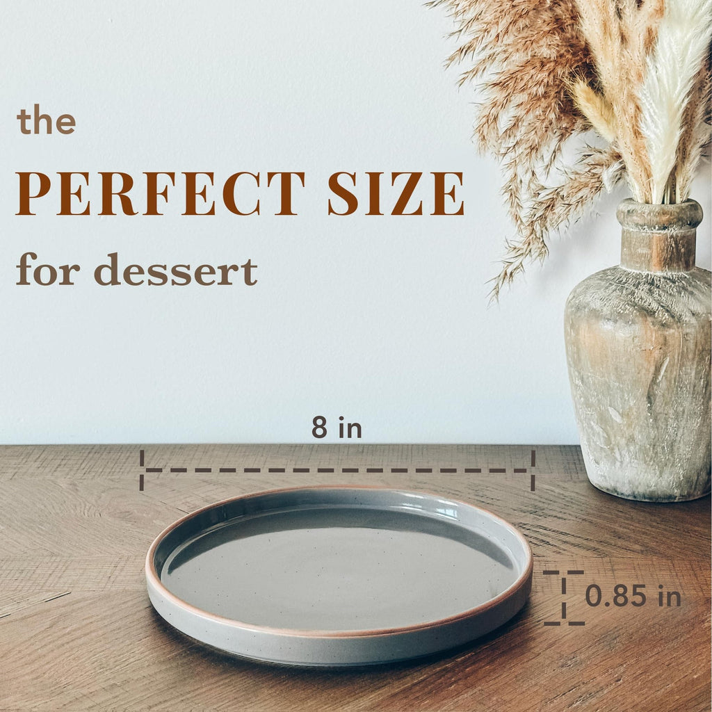 VesCare Ceramic Flat Plates – Set of 6, 8 Inch, Neutral Colors