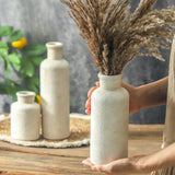 VesCare Ceramic Vases Set of 3 – Whitewashed Neutral, Farmhouse Decor