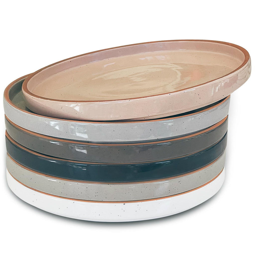 VesCare Ceramic Flat Plates – Set of 6, 8 Inch, Neutral Colors