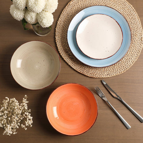 VesCare Ceramic Dinner Plates – Set of 6, 10.5 Inch, Blue