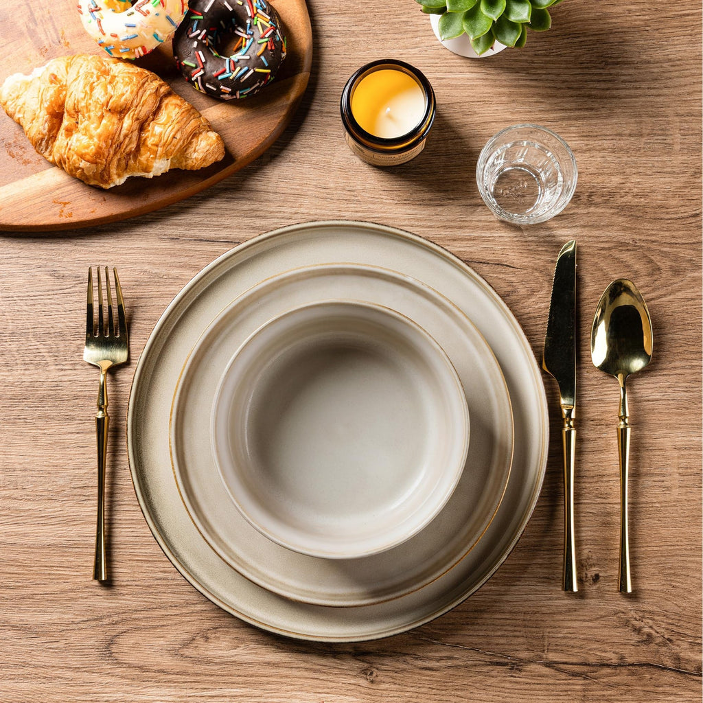 VesCare Stoneware Dinnerware Set – Reactive Glaze, Service for 8